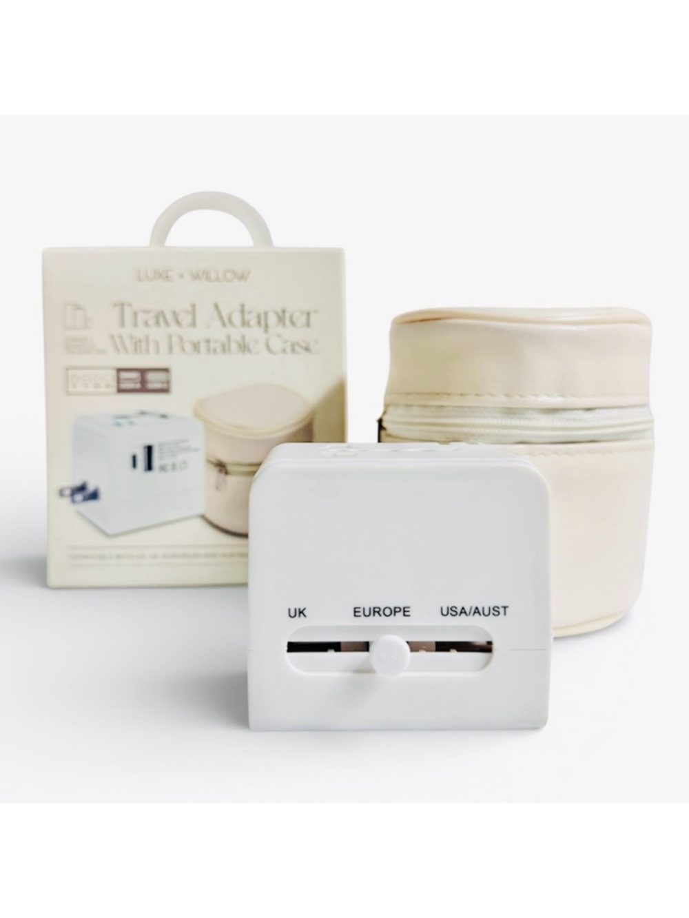 Luxe + Willow Universal Travel Adapter with Case US UK Europe Australia NWT